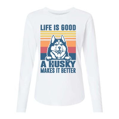 Siberian Husky Gifts For Women Men Husky Dog Dad Dog Mom Womens Cotton Relaxed Long Sleeve T-Shirt