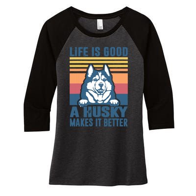 Siberian Husky Gifts For Women Men Husky Dog Dad Dog Mom Women's Tri-Blend 3/4-Sleeve Raglan Shirt