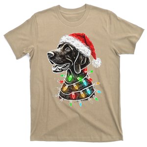 Santa Hat German Shorthaired Christmas Lights DogS Mom Dad T-Shirt