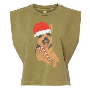 Santa Hat Ger Shepherd Dog Christmas Pajamas Xmas Pjs Gift Garment-Dyed Women's Muscle Tee