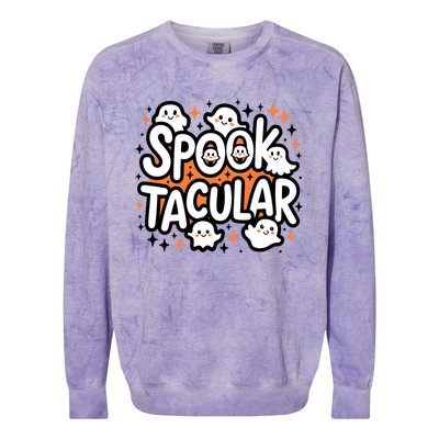 Spooktacular Halloween Ghosts Pumpkins Stars Funny Gift Colorblast Crewneck Sweatshirt