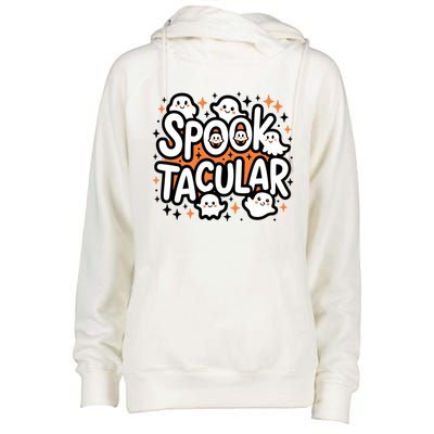 Spooktacular Halloween Ghosts Pumpkins Stars Funny Gift Womens Funnel Neck Pullover Hood