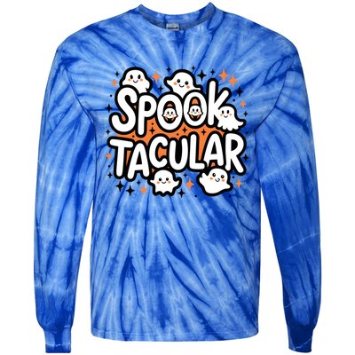 Spooktacular Halloween Ghosts Pumpkins Stars Funny Gift Tie-Dye Long Sleeve Shirt