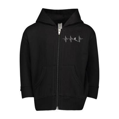 Skier Heartbeat Gift Ski Instructor Skiing Winter Sports Gift Toddler Zip Fleece Hoodie