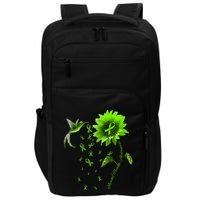 Sunflower Hummingbird Green Ribbon Mental Health Awareness Impact Tech Backpack