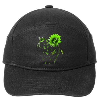 Sunflower Hummingbird Green Ribbon Mental Health Awareness 7-Panel Snapback Hat