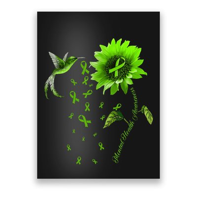 Sunflower Hummingbird Green Ribbon Mental Health Awareness Poster
