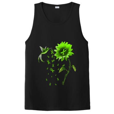 Sunflower Hummingbird Green Ribbon Mental Health Awareness PosiCharge Competitor Tank