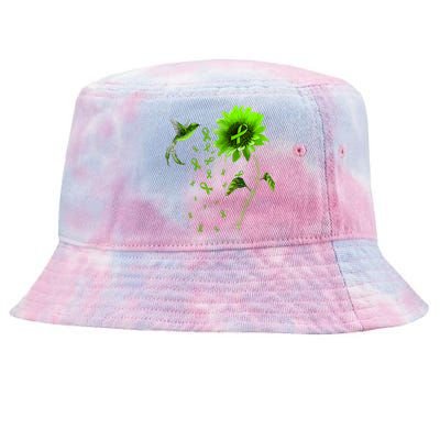 Sunflower Hummingbird Green Ribbon Mental Health Awareness Tie-Dyed Bucket Hat