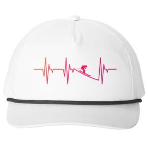 Skier Heartbeat Gift Ski Instructor Skiing Winter Sports Funny Gift Snapback Five-Panel Rope Hat