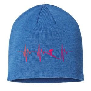 Skier Heartbeat Gift Ski Instructor Skiing Winter Sports Funny Gift Sustainable Beanie