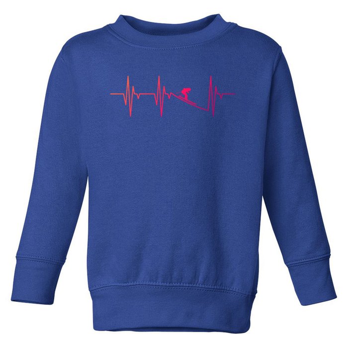 Skier Heartbeat Gift Ski Instructor Skiing Winter Sports Funny Gift Toddler Sweatshirt