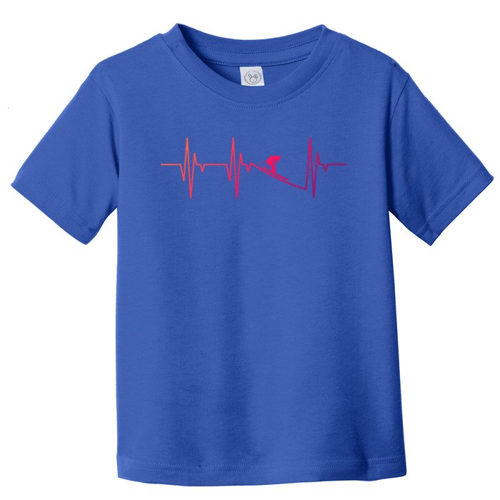 Skier Heartbeat Gift Ski Instructor Skiing Winter Sports Funny Gift Toddler T-Shirt