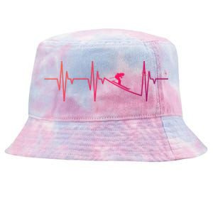 Skier Heartbeat Gift Ski Instructor Skiing Winter Sports Funny Gift Tie-Dyed Bucket Hat