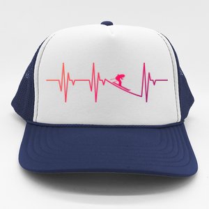 Skier Heartbeat Gift Ski Instructor Skiing Winter Sports Funny Gift Trucker Hat