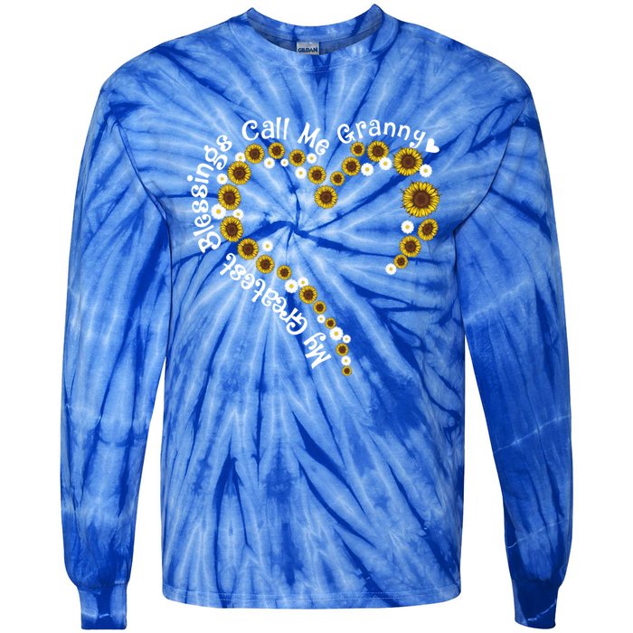 Sunflower Heart Granny My Greatest Blessing Classic Funny Gift Tie-Dye Long Sleeve Shirt