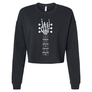 Skeleton Hand Guitar Costume Cool Easy Halloween Gift Cropped Pullover Crew