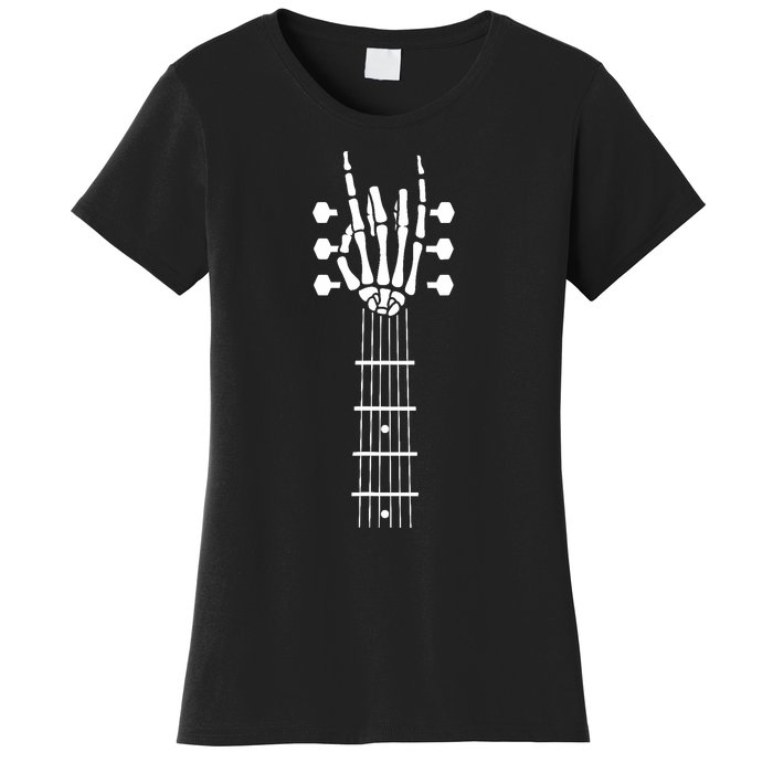 Skeleton Hand Guitar Costume Cool Easy Halloween Gift Women's T-Shirt