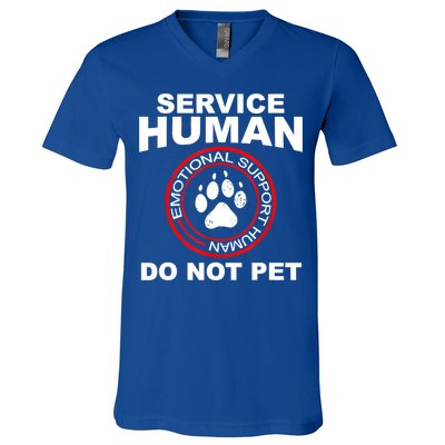 Service Human Gift Funny Dog Owner Emotional Support Human V-Neck T-Shirt