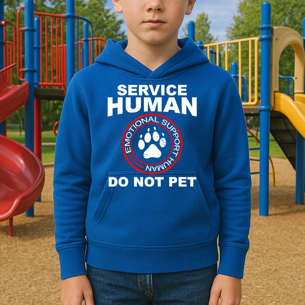Service Human Gift Funny Dog Owner Emotional Support Human Kids Hoodie