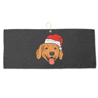 Santa Hat Golden Retriever Christmas Xmas Pj Dog Lover Owner Gift Large Microfiber Waffle Golf Towel