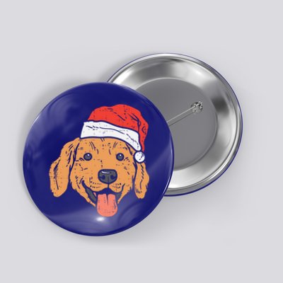 Santa Hat Golden Retriever Christmas Xmas Pj Dog Lover Owner Gift Button