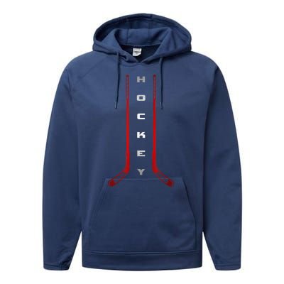 Sticks Hockey Gift For Winter Sports Performance Fleece Hoodie