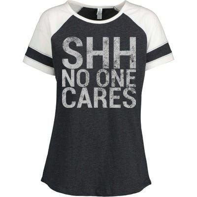 Shh No One Cares Enza Ladies Jersey Colorblock Tee