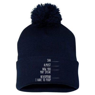 Shh Now You May Speak Nevermind Have To Poop Pom Pom 12in Knit Beanie