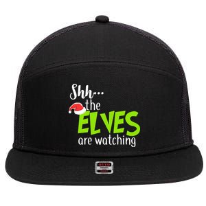 Shh The Elves Are Watching 7 Panel Mesh Trucker Snapback Hat