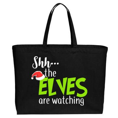 Shh The Elves Are Watching Cotton Canvas Jumbo Tote