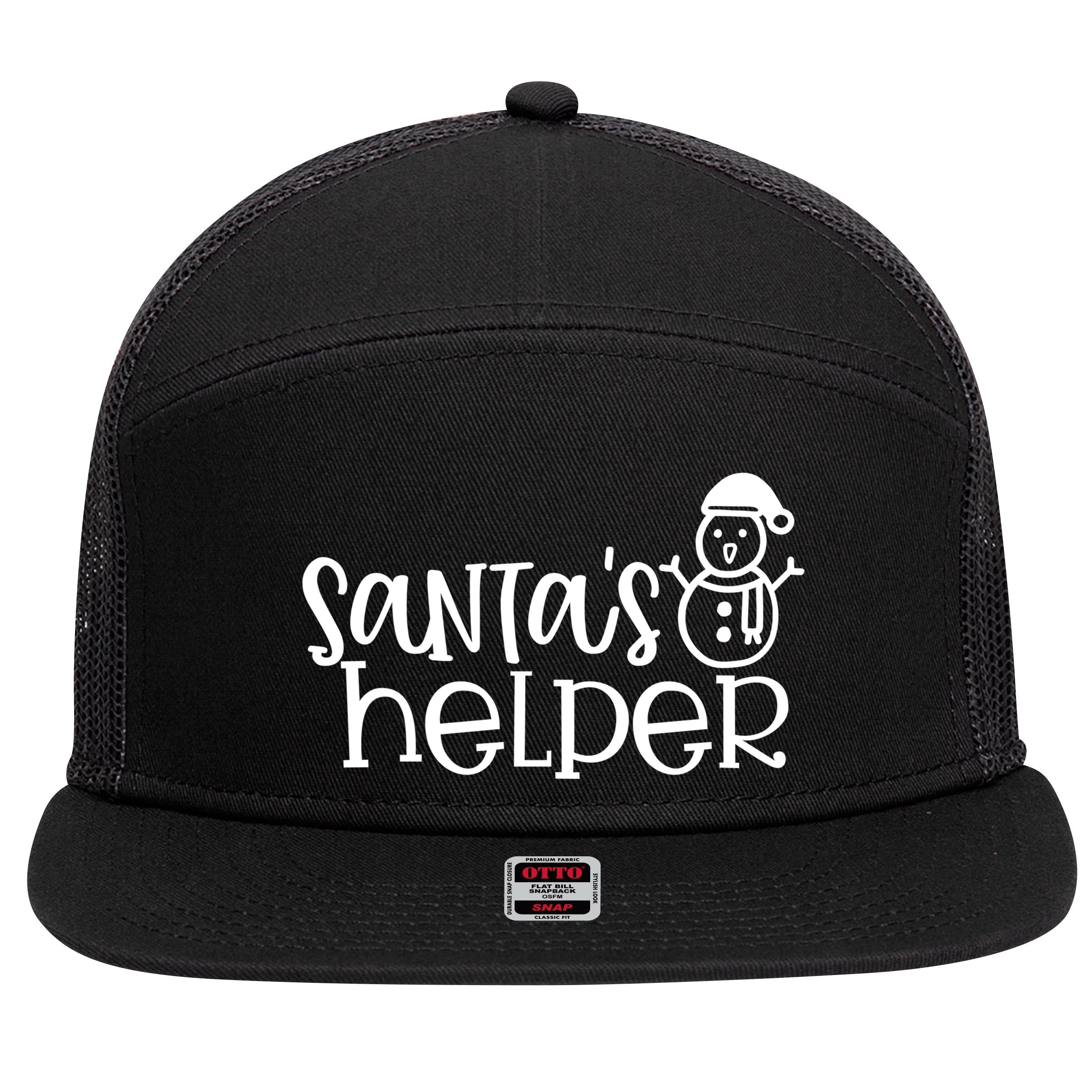 Santas Helper Holiday Gift 7 Panel Mesh Trucker Snapback Hat