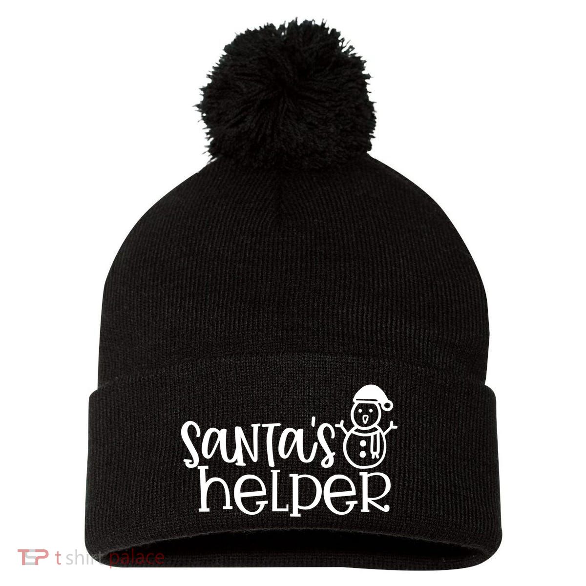 Santas Helper Holiday Gift Pom Pom 12in Knit Beanie