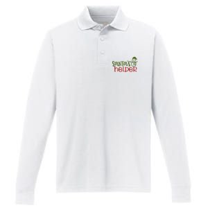 Santas Helper Holiday Gift Performance Long Sleeve Polo