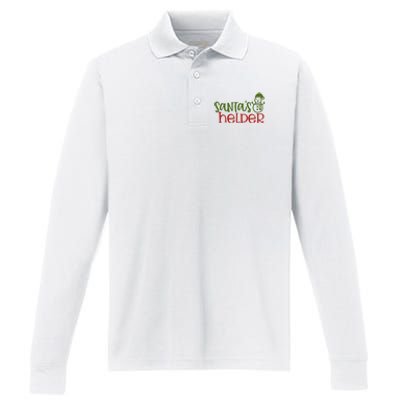 Santas Helper Holiday Gift Performance Long Sleeve Polo