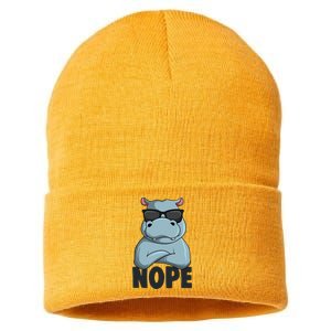 Stubborn Hippo Hippopotamus Sustainable Knit Beanie