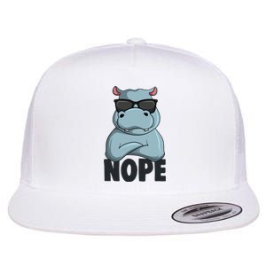 Stubborn Hippo Hippopotamus Flat Bill Trucker Hat