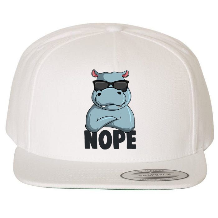 Stubborn Hippo Hippopotamus Wool Snapback Cap