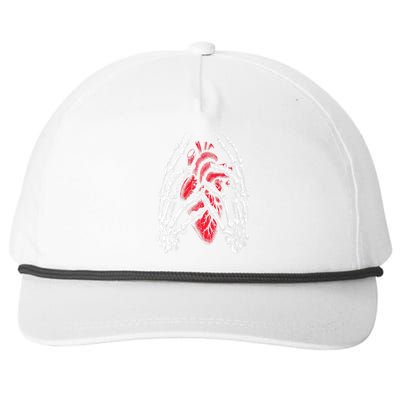 Skeleton Hands Holding Heart Halloween Costume Snapback Five-Panel Rope Hat