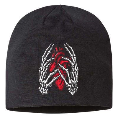 Skeleton Hands Holding Heart Halloween Costume Sustainable Beanie