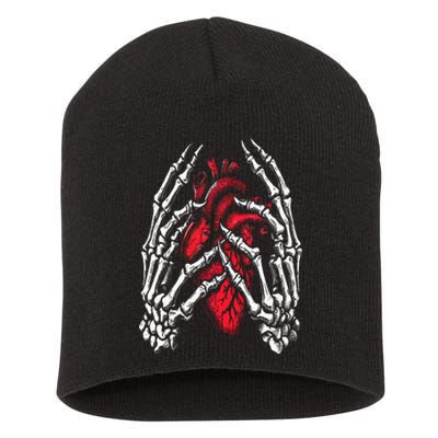 Skeleton Hands Holding Heart Halloween Costume Short Acrylic Beanie