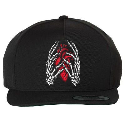 Skeleton Hands Holding Heart Halloween Costume Wool Snapback Cap