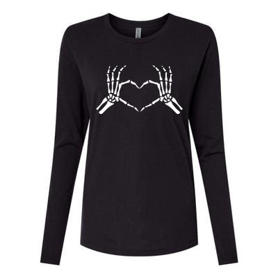 Halloween Skeleton Hand Heart Sign Bones Funny Gift Womens Cotton Relaxed Long Sleeve T-Shirt