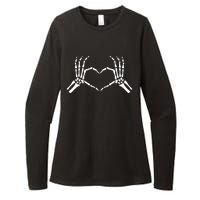 Halloween Skeleton Hand Heart Sign Bones Funny Gift Womens CVC Long Sleeve Shirt