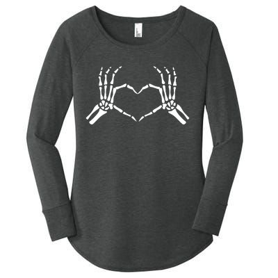 Halloween Skeleton Hand Heart Sign Bones Funny Gift Women's Perfect Tri Tunic Long Sleeve Shirt