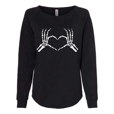 Halloween Skeleton Hand Heart Sign Bones Funny Gift Womens California Wash Sweatshirt