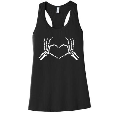 Halloween Skeleton Hand Heart Sign Bones Funny Gift Women's Racerback Tank