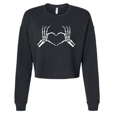 Halloween Skeleton Hand Heart Sign Bones Funny Gift Cropped Pullover Crew