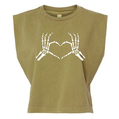 Halloween Skeleton Hand Heart Sign Bones Funny Gift Garment-Dyed Women's Muscle Tee