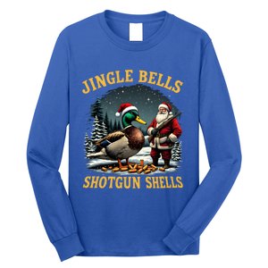 Santa Hunting Humor Mallard Jingle Bells Shotgun Shells Gift Long Sleeve Shirt